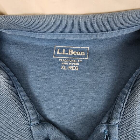 L.L. Bean Traditional Fit Blue Short Sleeve Collared Polo Shirt Men's Size XL - Picture 4 of 5